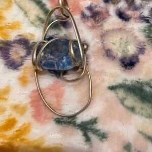 Vintage artesian wire wrapped Blue Apatite
Pendant - Natural Patina